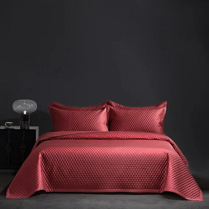 Avignon 3 Pc Light Weight Quilted Comforter Set - Champagne/Dark Grey/Beige/Steel Blue/Burgundy/White/Olive Green/Blush Pink