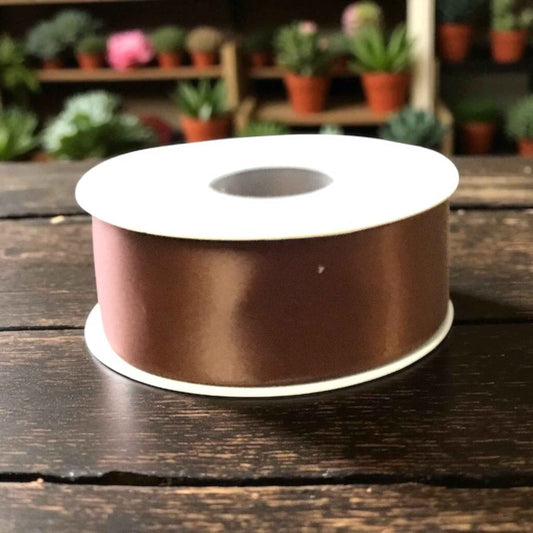 Satin Ribbon Double Face-Chocolate Brown #870 -3.8 cm Wide