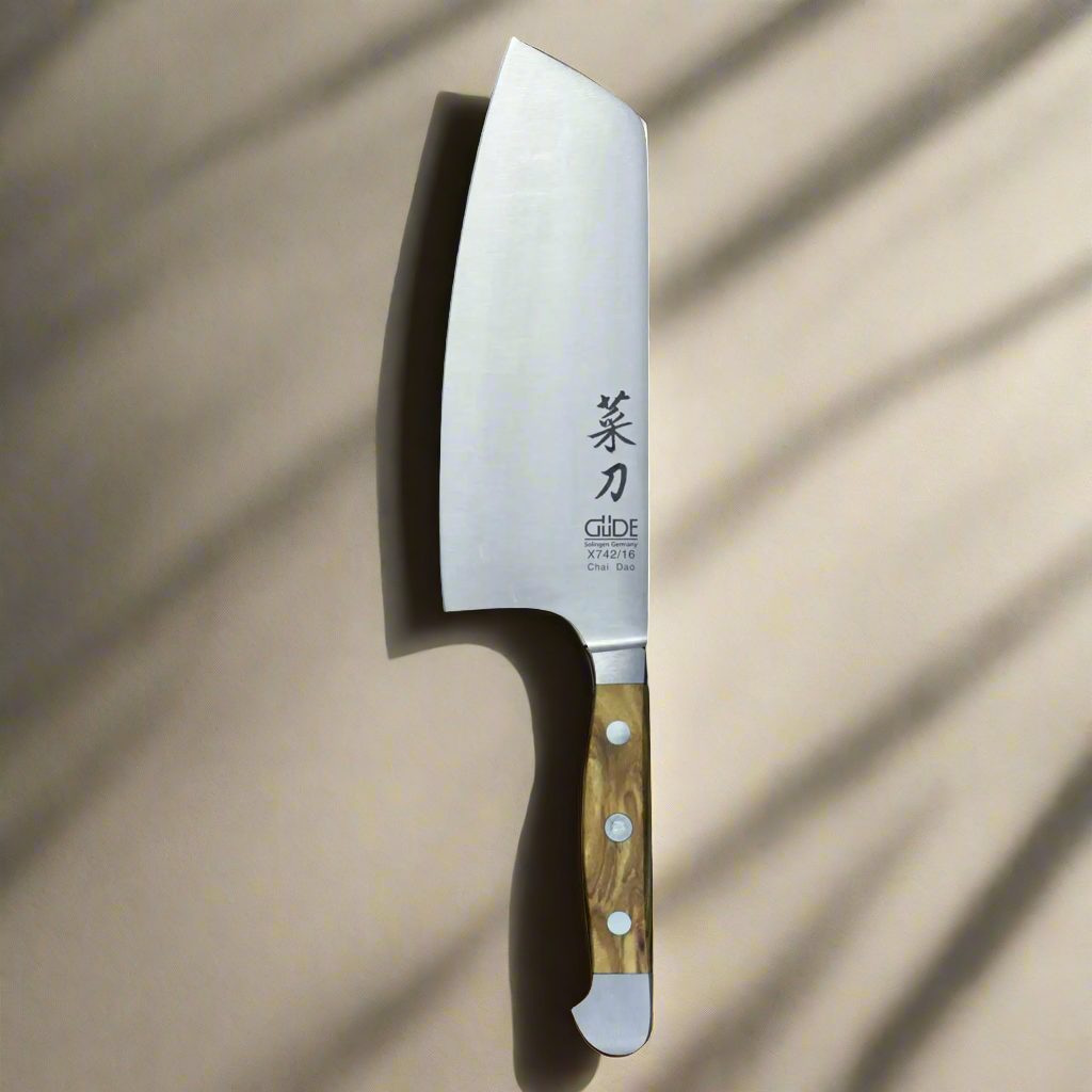 ALPHA OLIVE | Chai Dao Chinesisches Kochmesser 16,5 cm Klinge | Geschmiedeter Stahl/Olivenholzgriff