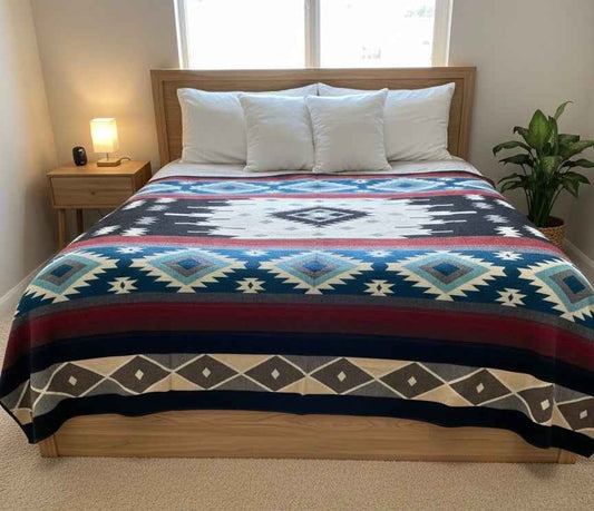 OLD TRIBES™  Star Path  Blanket(Black and Turquoise )
