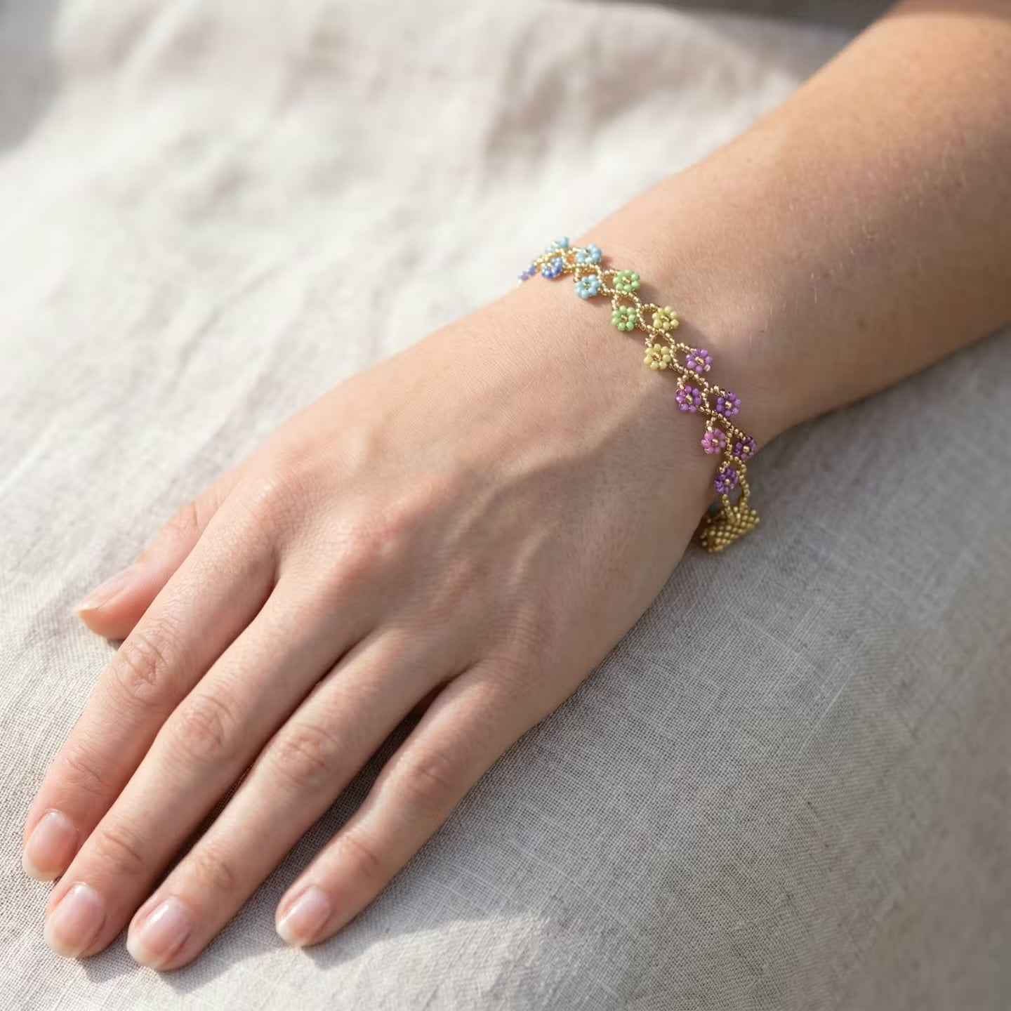Handcrafted Floral Bracelet Golden