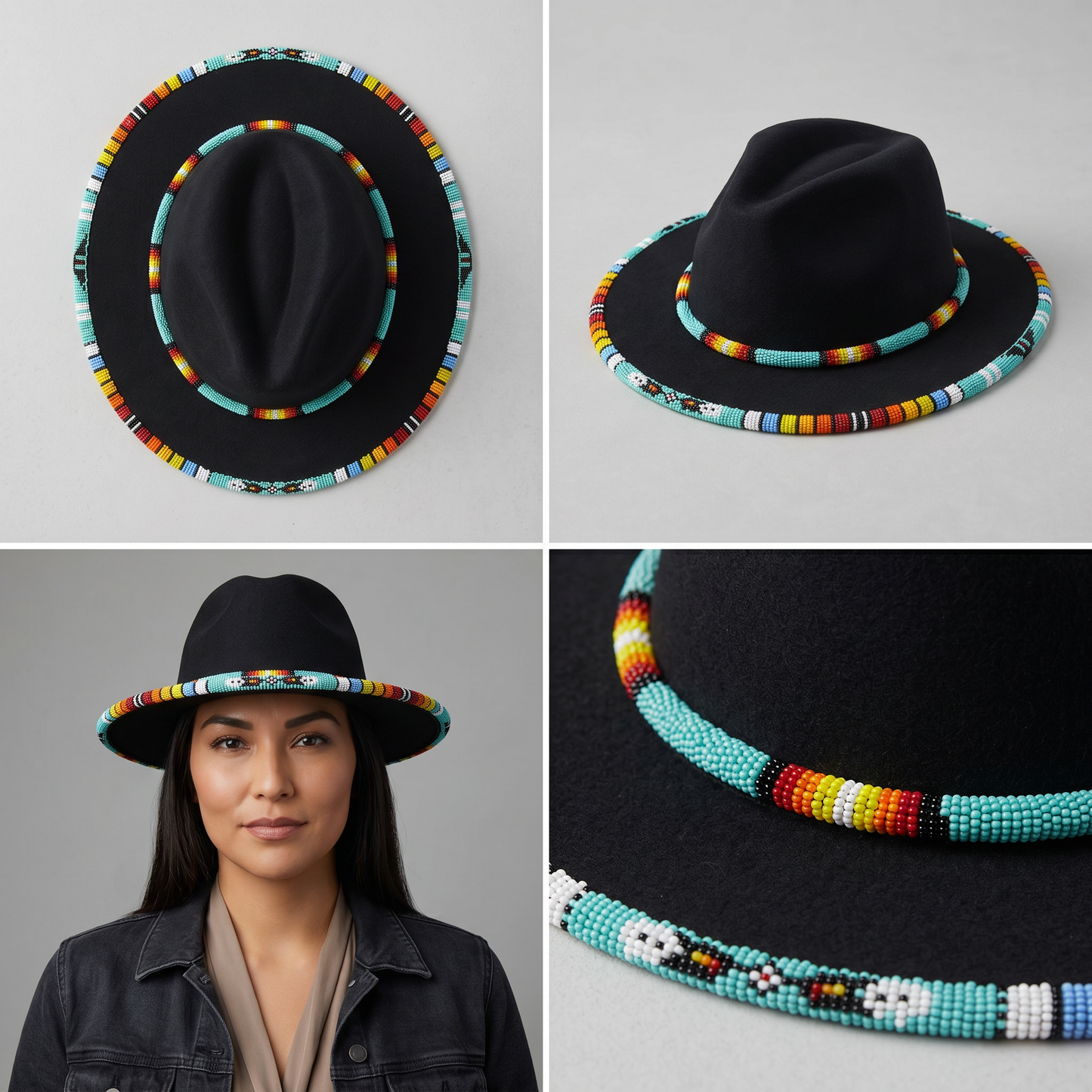 Size-62 Handmade Beaded Hat