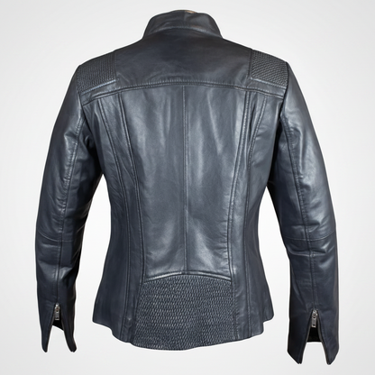 BOL Women's Basket Weave Accent Leather Jacket