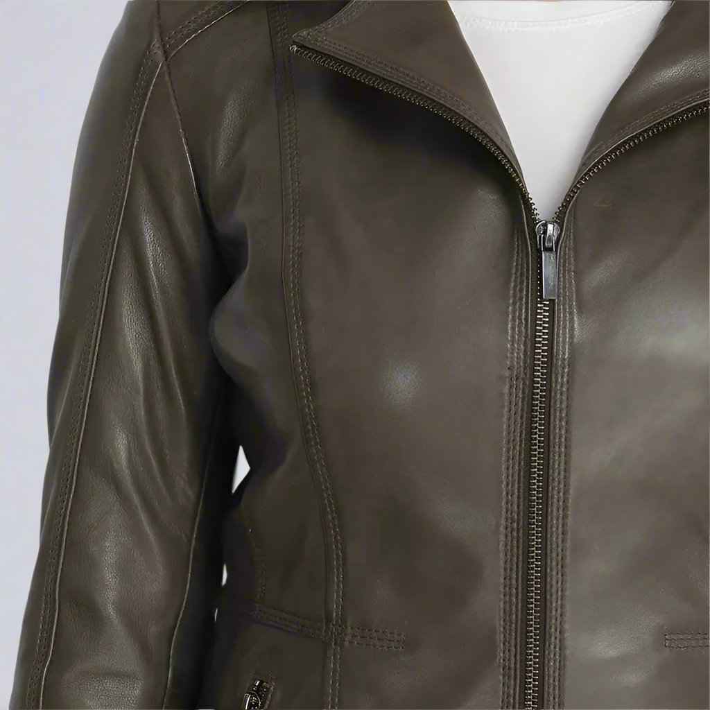BOL Women's Classic Open Collar Leather Jacket