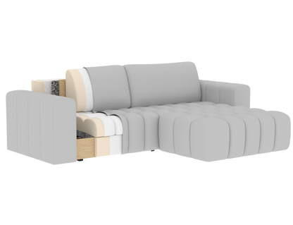 Bonett 4 Seater Storage Sleeper Chaise Sofa - Teal Blue