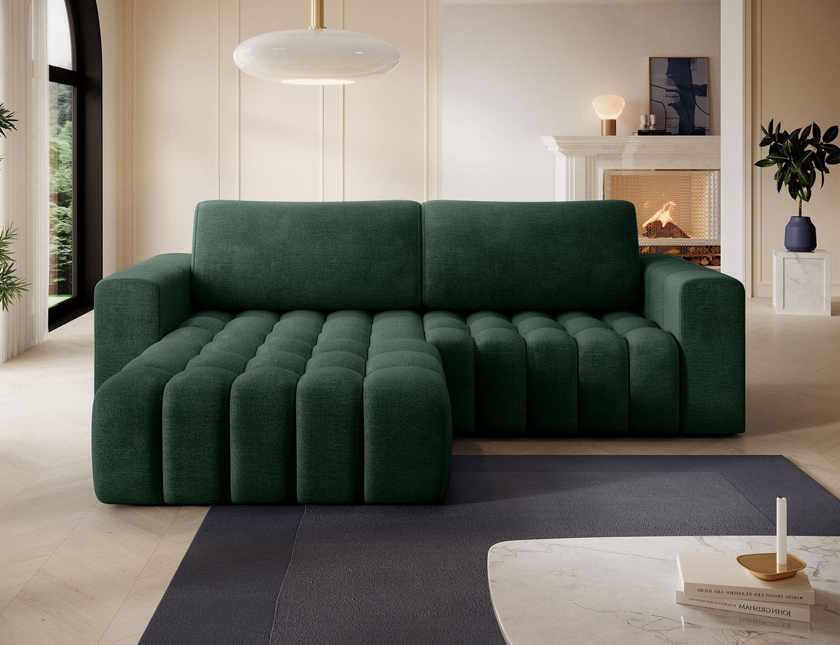 Bonett 4 Seater Storage Sleeper Chaise Sofa - Dark Green
