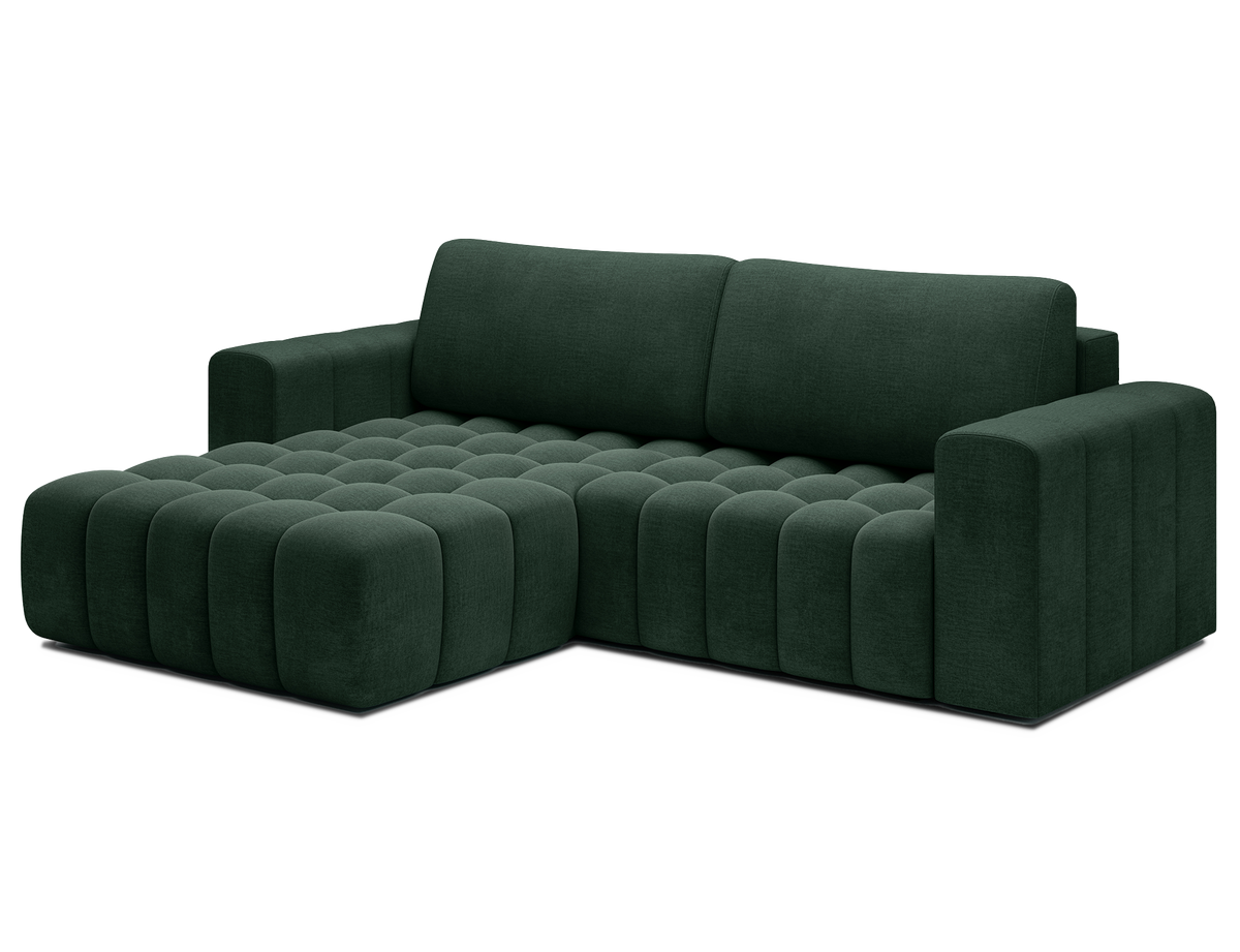 Bonett 4 Seater Storage Sleeper Chaise Sofa - Dark Green