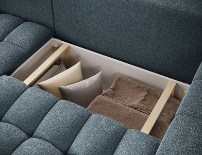 Bonett 4 Seater Storage Sleeper Chaise Sofa - Teal Blue