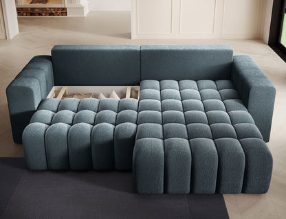 Bonett 4 Seater Storage Sleeper Chaise Sofa - Teal Blue