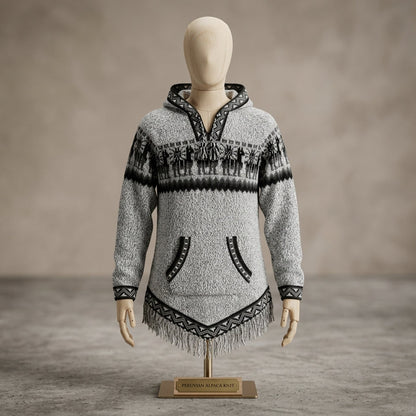 Women Cardigan Grey Alpaca Sweater