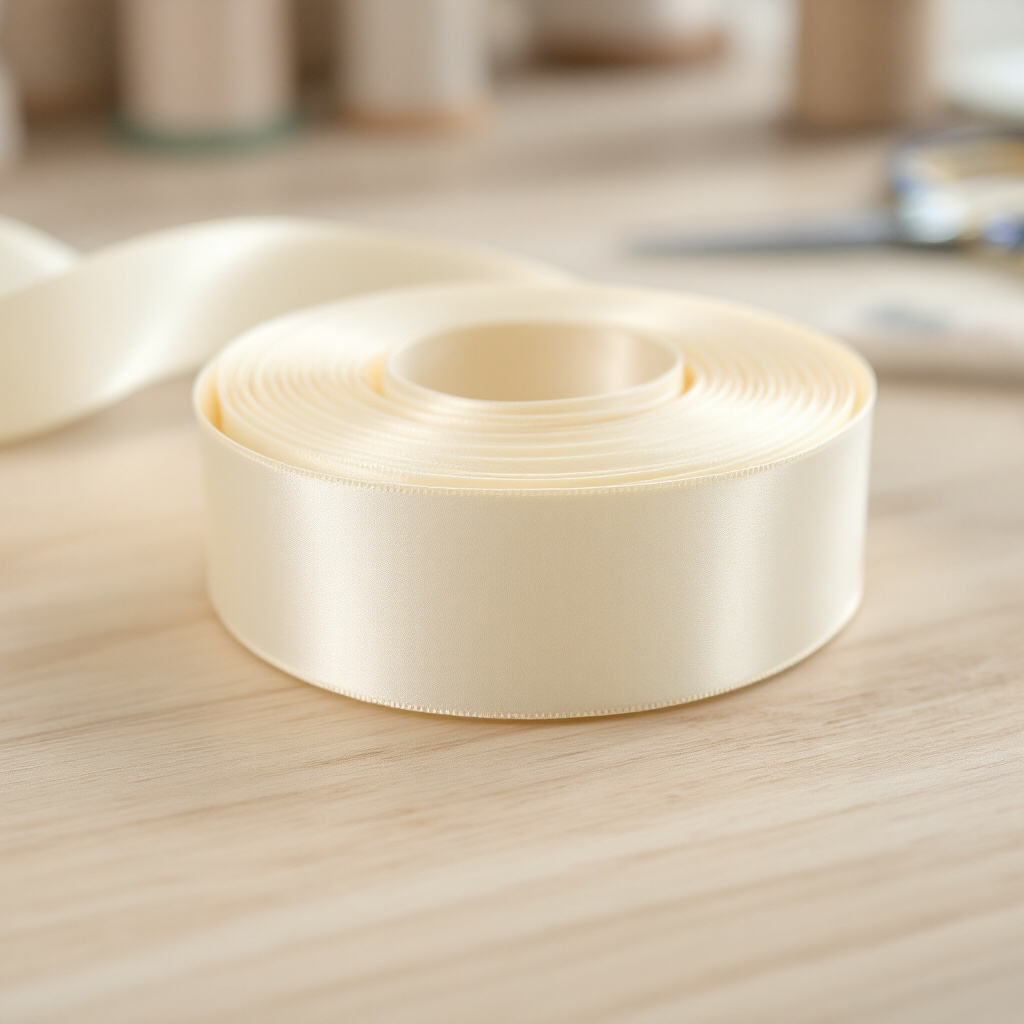 Satin Ribbon Double Face-Ivory #810- 3.8 cm Wide