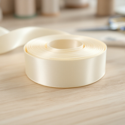 Satin Ribbon Double Face-Ivory #810- 3.8 cm Wide