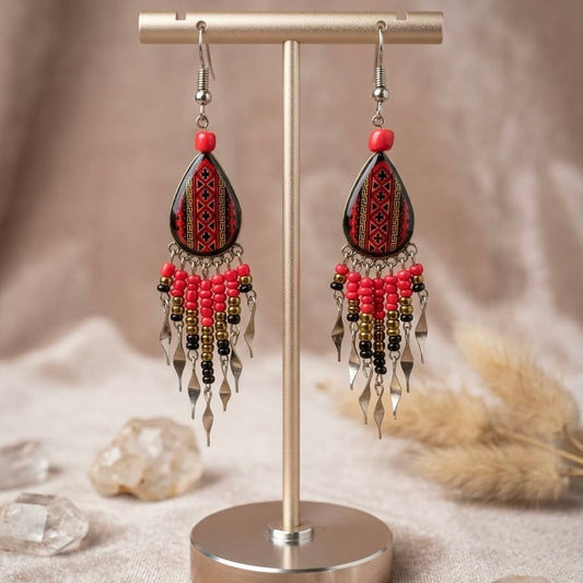OldTribes™ Small Sized Southwestern Red Teardrop Earrings