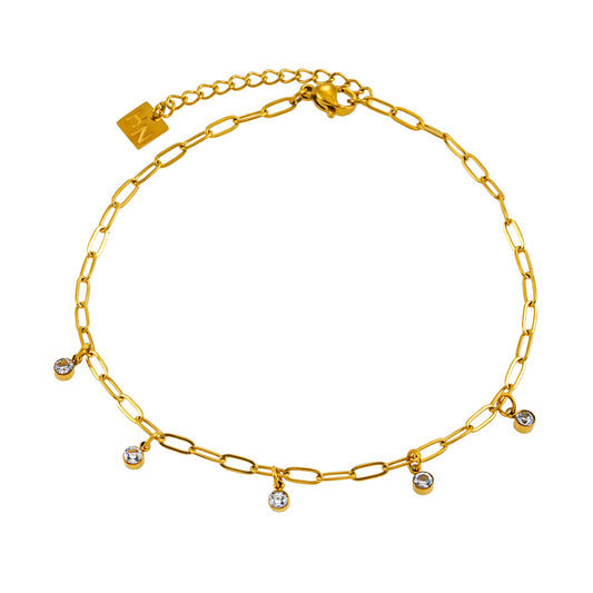 CANARI Bracelet: Mini Paper-Clip Chain Bracelet with Satellite Zirconia Charms