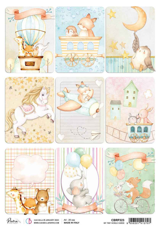 Ciao Bella Rice Paper A4 Piuma My Tiny World Cards - 5 Sheets