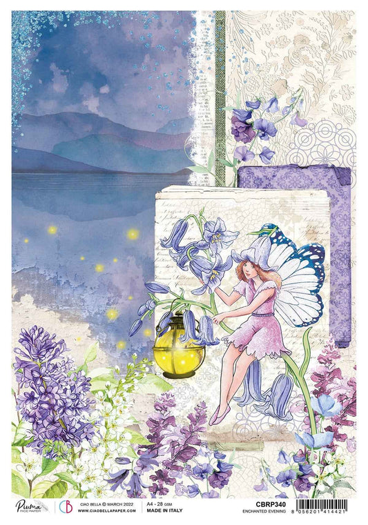 Ciao Bella Rice Paper A4 Piuma Enchanted Evening - 5 Sheets