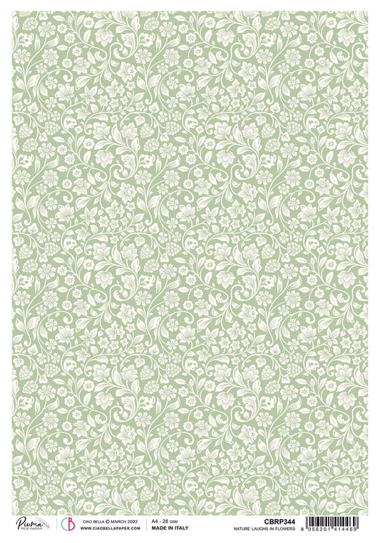 Ciao Bella Rice Paper A4 Piuma Nature Laughs In Flowers - 5 Sheets