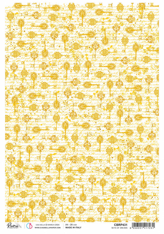 Rice Paper A4 Piuma Keys Of Dreams - 5 Sheets