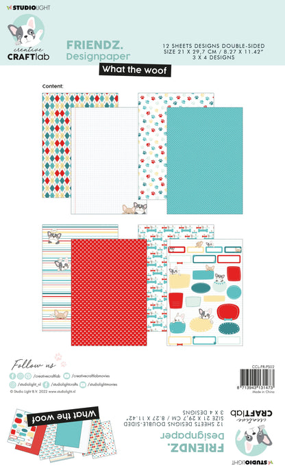 CCL Paper What The Woof Assortment Set Friendz 210x297x3mm 12 SH nr.02