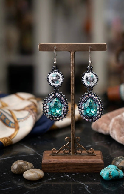 Drop Beaded Earrings green collection