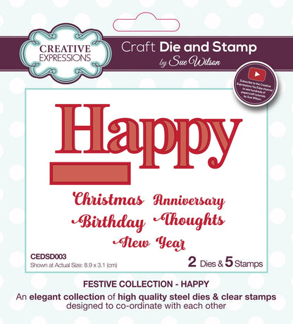 Dies by Sue Wilson Festive Happy
