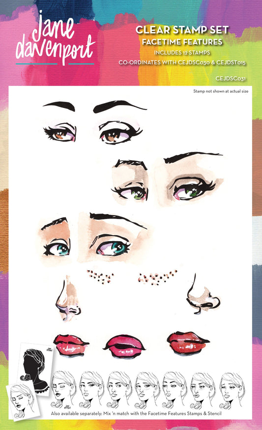 Creative Expressions Jane Davenport Facetime Features 6 in x 8 in Clear Stamp Set