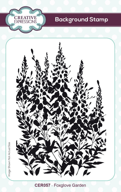 Creative Expressions Foxglove Garden 4 in x 6 in Pre Cut Rubber Stamp
