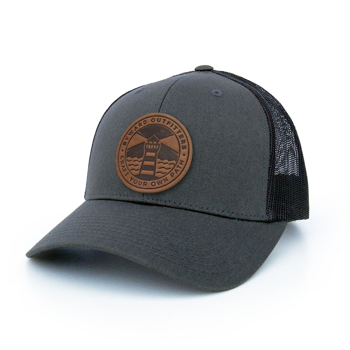 Maritime Lighthouse Leather Patch Trucker Hat