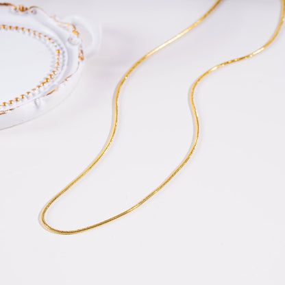 AYSHA: Dainty Snake Skin Textured Gold Chain Necklace