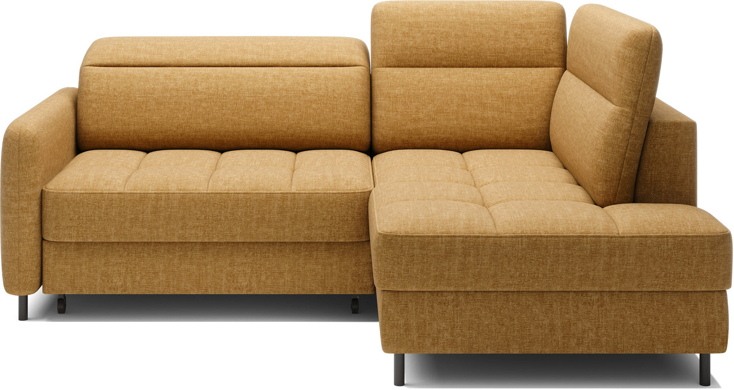 Barea 3 Seater Storage Sleeper Chaise Sofa - Mustard