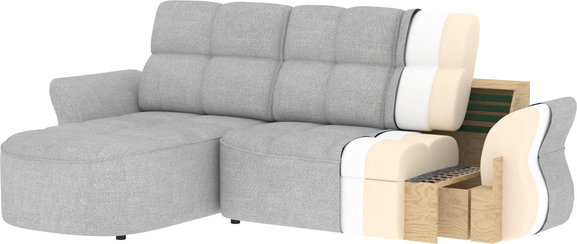 Beneth Storage Sleeper Chaise Sofa - Grey