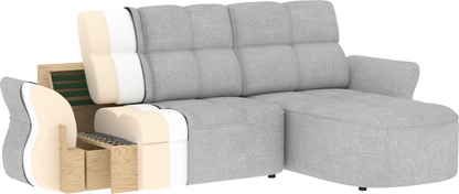 Beneth Storage Sleeper Chaise Sofa - Grey
