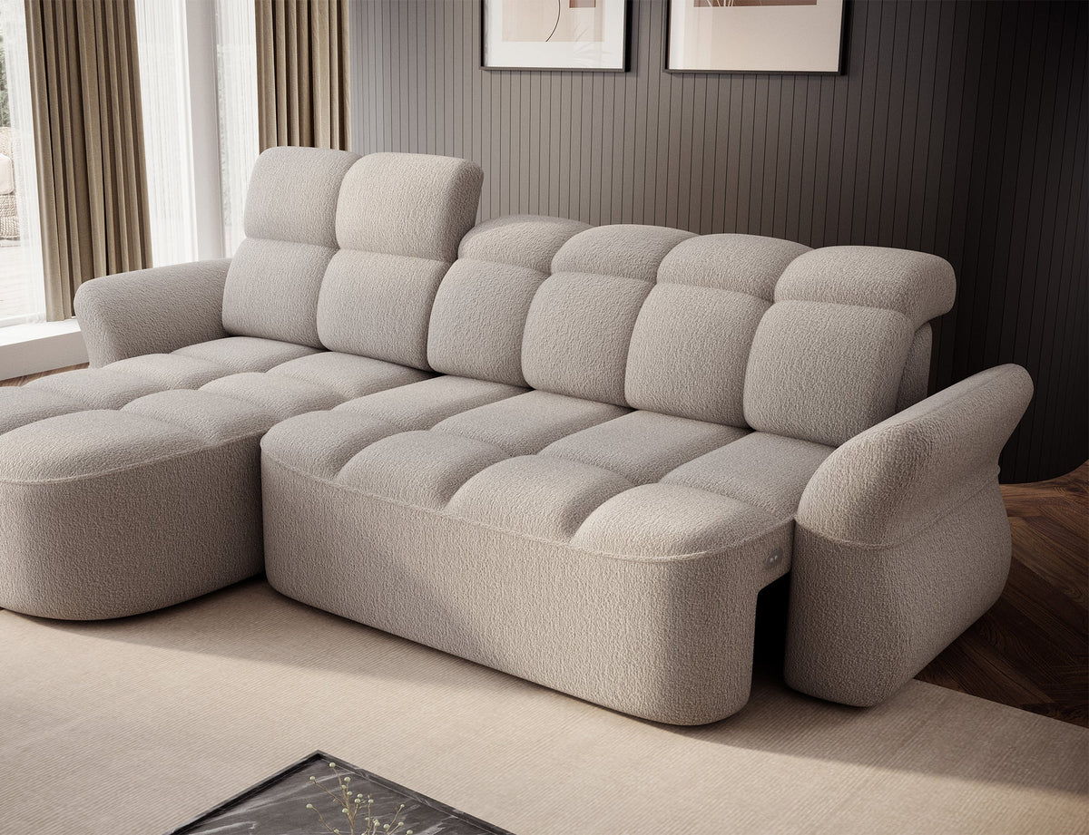 Beneth Storage Sleeper Chaise Sofa - Ivory Cream