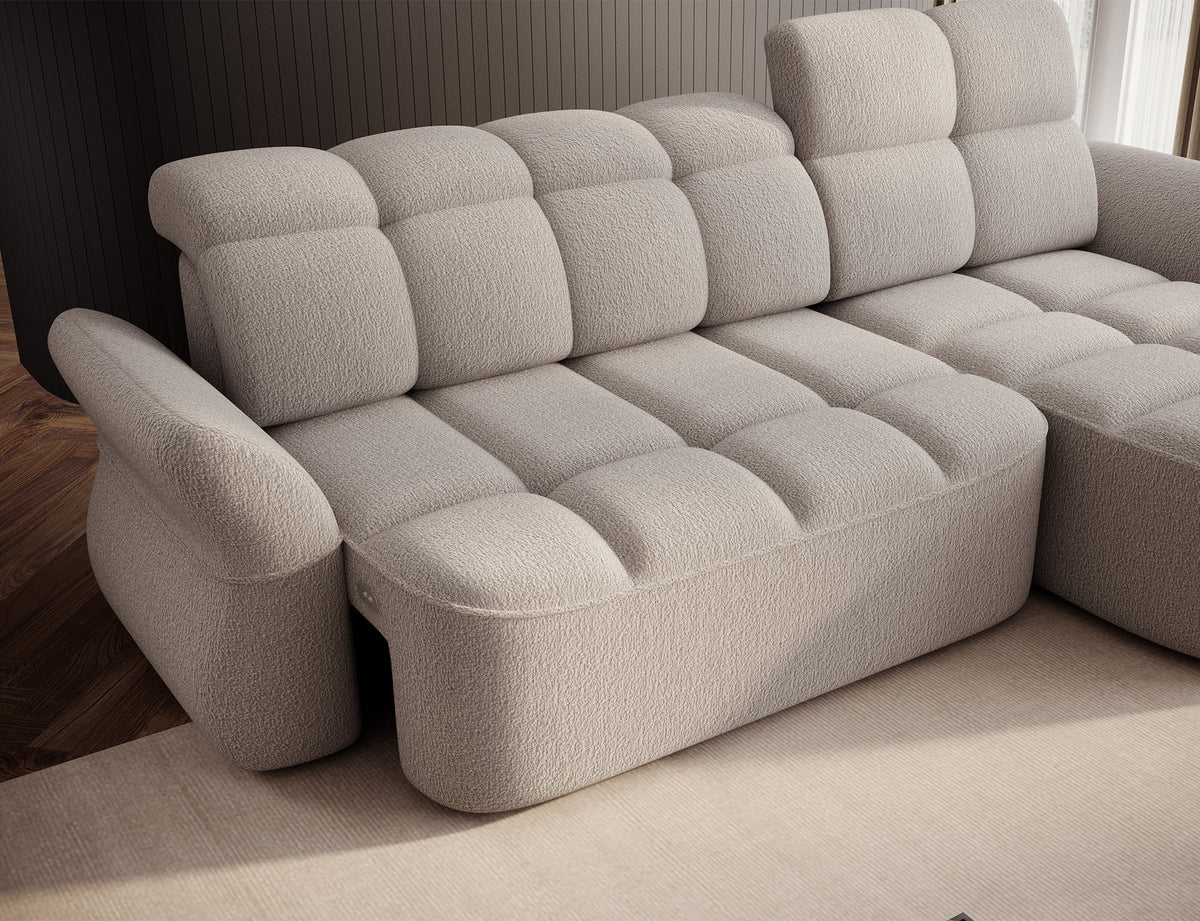 Beneth Storage Sleeper Chaise Sofa - Ivory Cream
