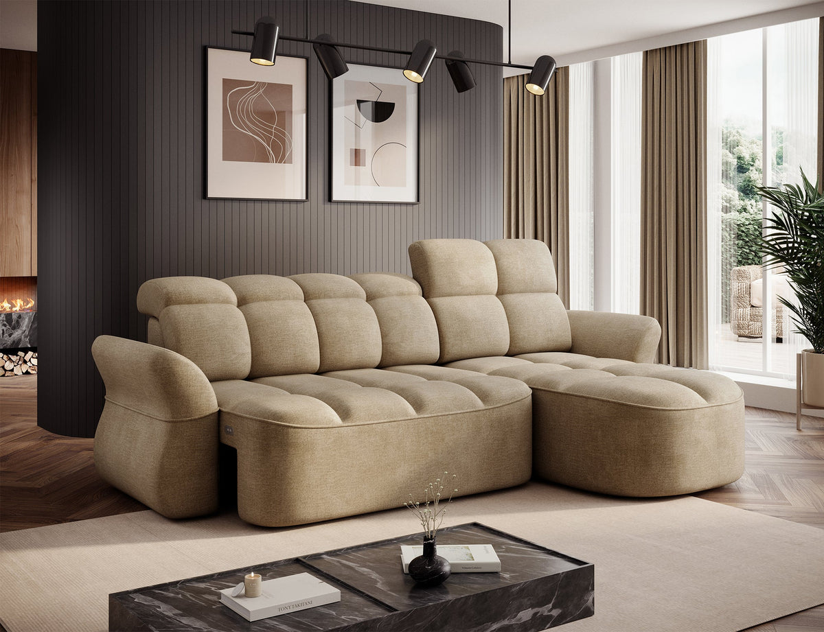 Beneth Storage Sleeper Chaise Sofa - Beige/Taupe