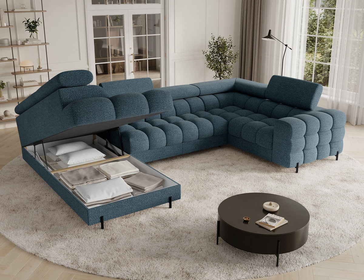 Fectory Sectional Storage Sleeper Chaise Sofa - Blue