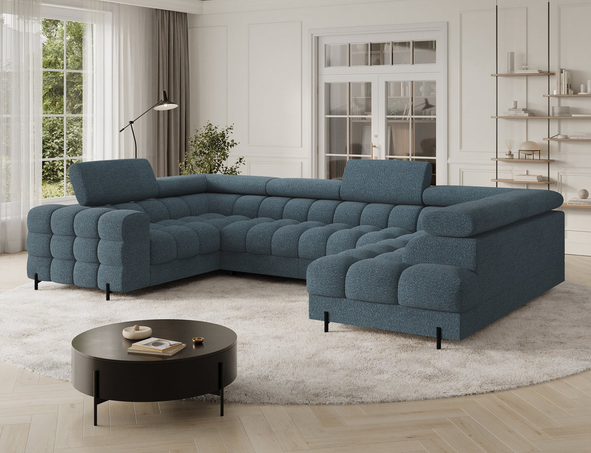 Fectory Sectional Storage Sleeper Chaise Sofa - Blue