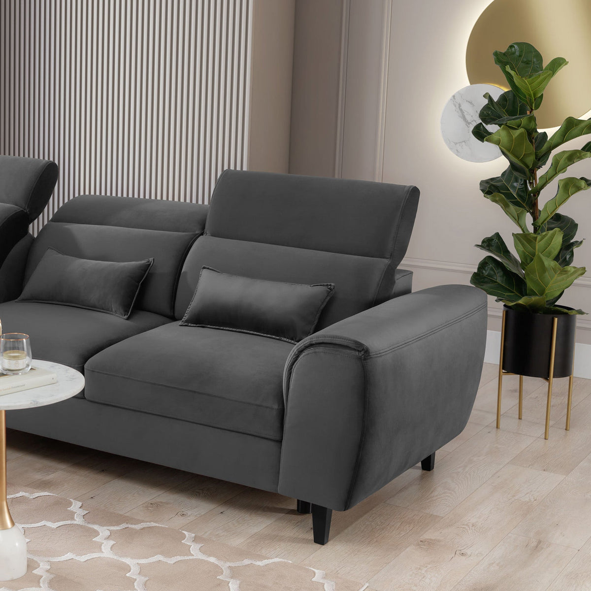 Foble Sectional Storage Sleeper Chaise Sofa - Dark Grey