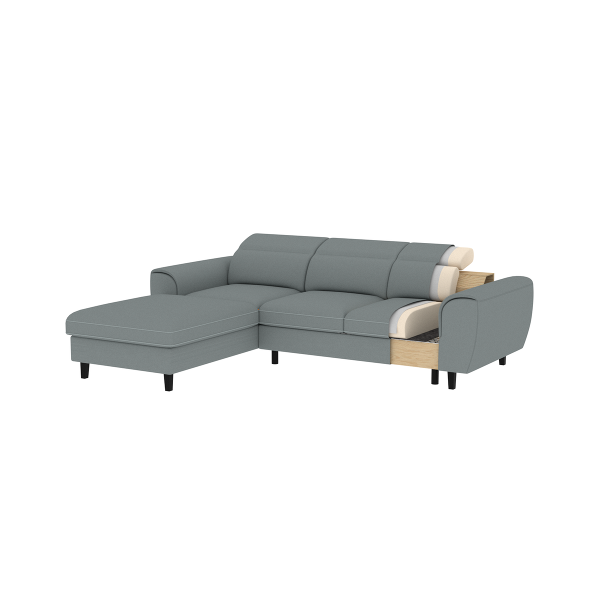 Foble Sectional Storage Sleeper Chaise Sofa - Mustard