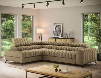 Kanedo Storage Sleeper Sectional Sofa - Mocha Brown
