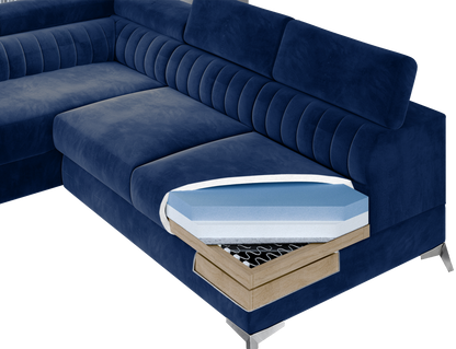 Laurence Sectional Storage Sleeper Chaise Sofa - Light Grey