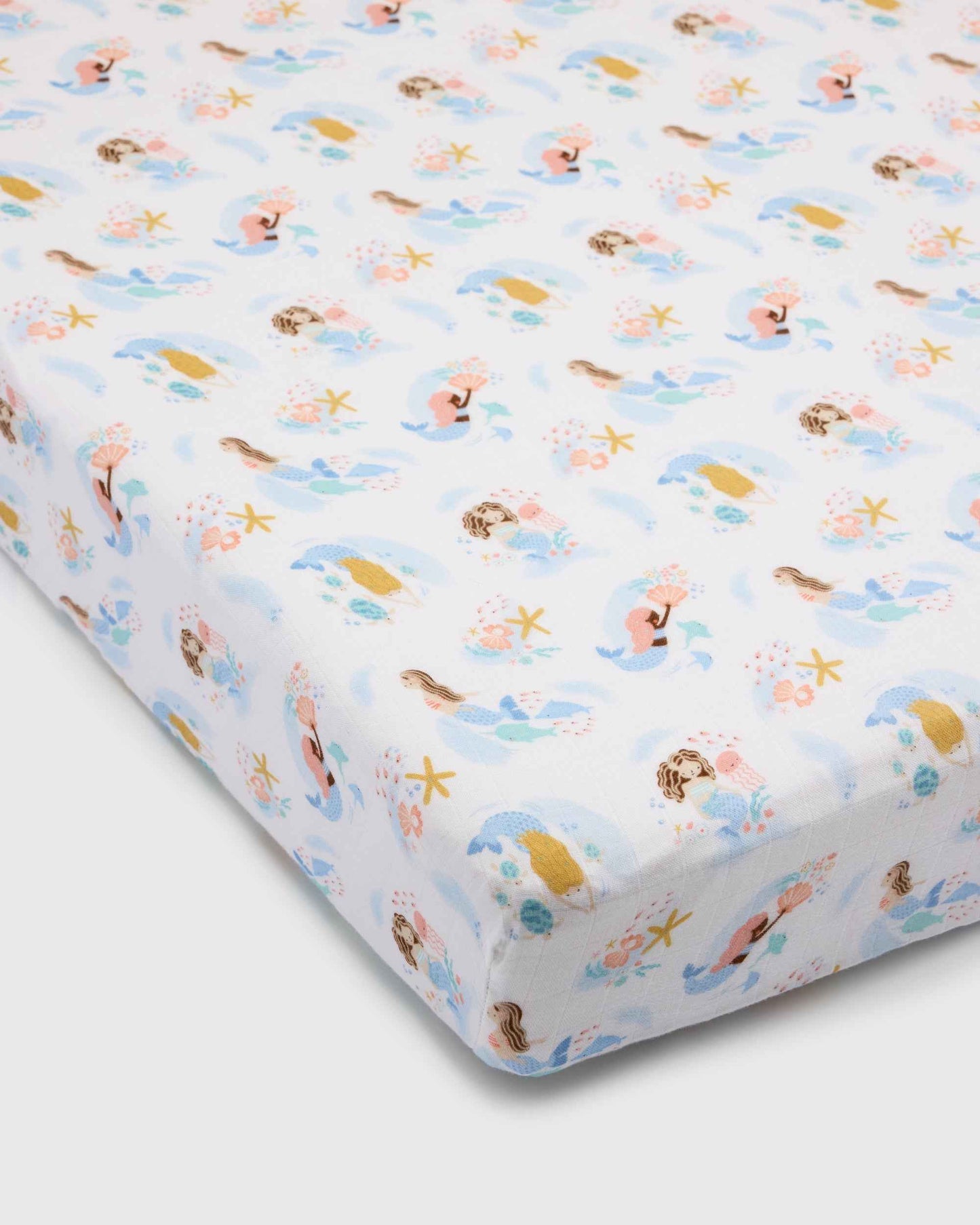 Muslin Fitted Crib Sheet - Mermaids