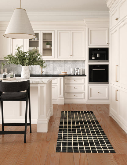 Teppich Caper Black Natur Kariert