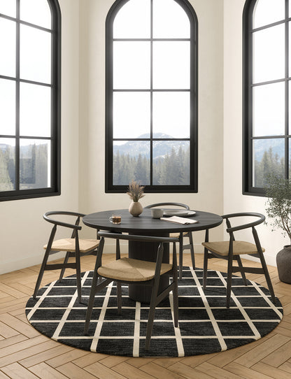 Teppich Caper Black Natur Kariert