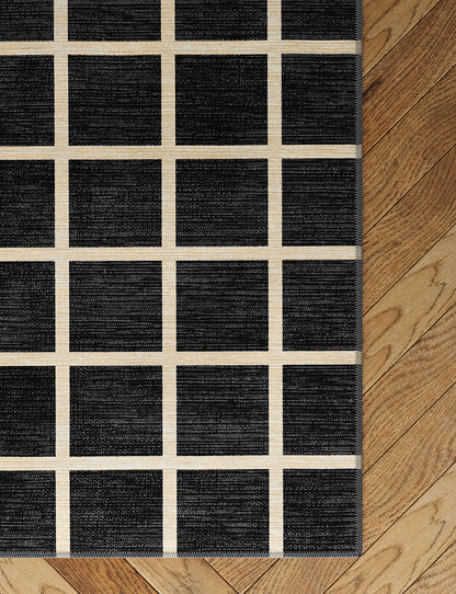 Teppich Caper Black Natur Kariert