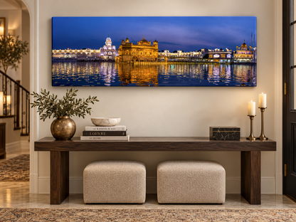 Golden Temple Wall Art | Harmandir Sahib Canvas Print | India Skyline Decor