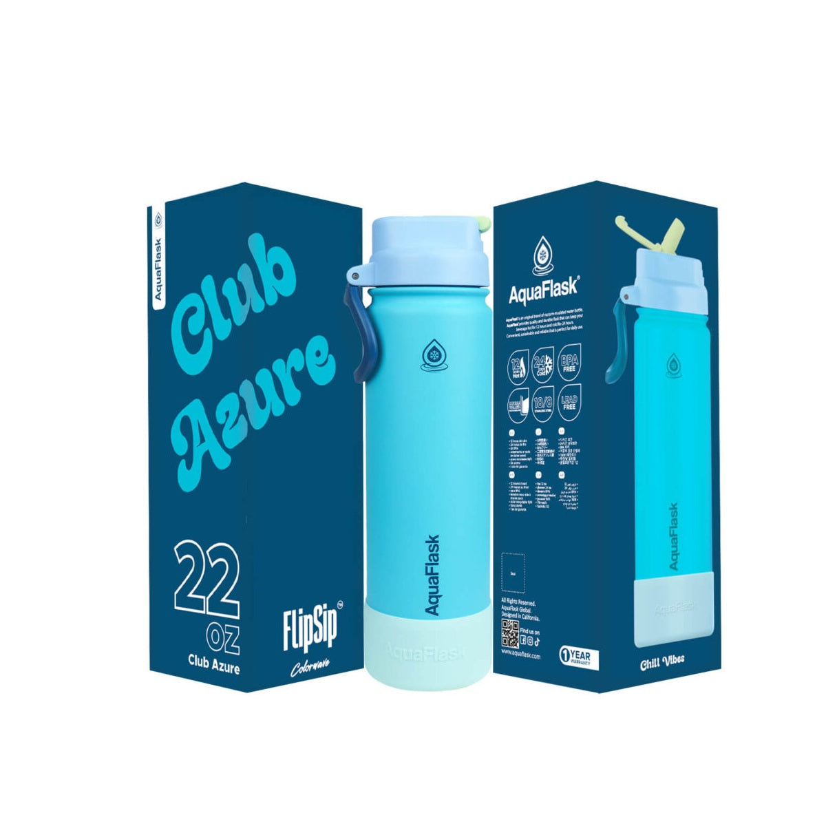 AquaFlask (22oz) Colorwave Flip Sip Isolierte Wasserflasche Doppelwandiger Edelstahl Heiß- & Kaltgetränke