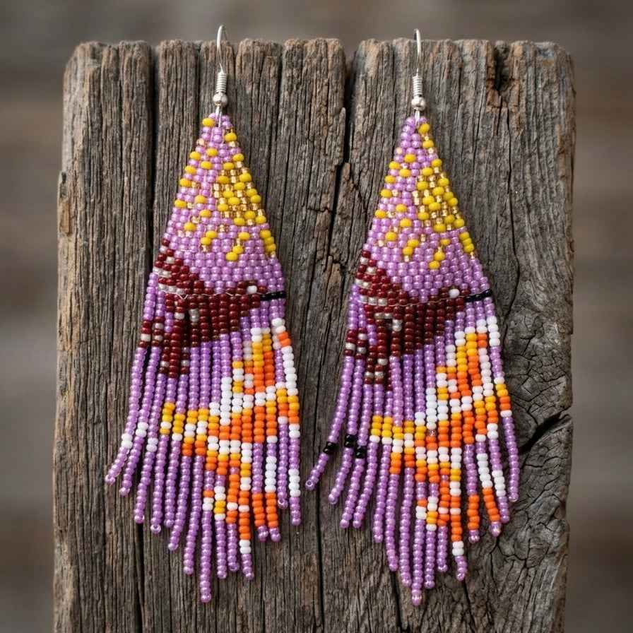 Purple Sky Dancer Beaded Earrings
