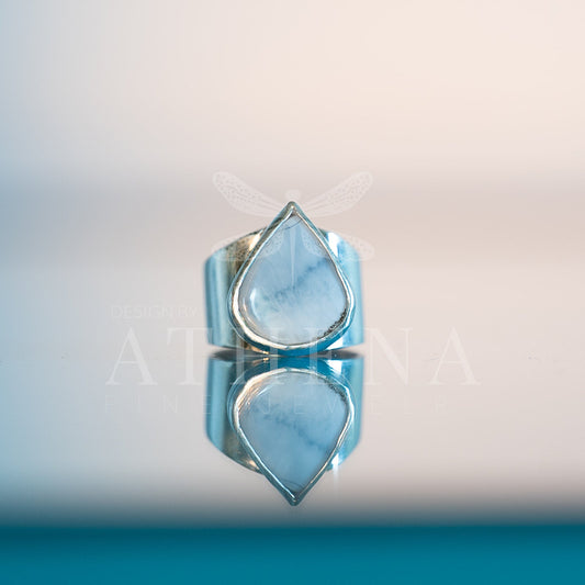 Sky - Blue Opal Ring | Sterling Silver, Bold Statement Piece | Size 6.5