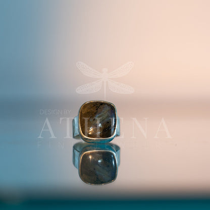 Passage Ring | Square-Cut Labradorite in Sterling Silver | Handcrafted Jewelry | One-of-a-Kind